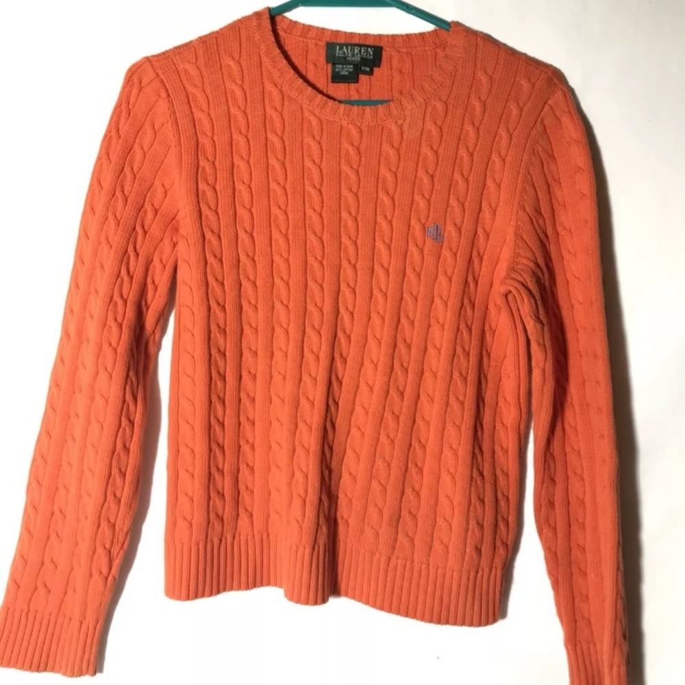 Lauren Ralph Lauren cable knit orange sweater